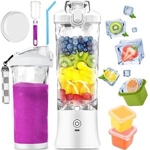 YIUOKAEI Portable Blender Personal Juicer – kitchen 21 oz USB Rechargeable 4000mAh Large Battery 6 Blades for Smoothies Shakes Baby Food and Proteins – Ideal for Home Office Gym Sports and Travel