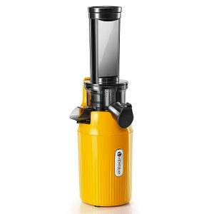 Ventray Essential Ginnie Juicer, Compact Small Cold Press Juicer, Masticating Slow Juicer with 60RPM Low Speed, Easy to Clean & Nutrient Dense, Eco-Friendly Packaging, Sunny Yellow