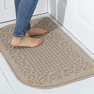 COSY HOMEER 32X20 Inch Anti Fatigue Kitchen Rug Mats are Made of 100% Polypropylene Half Round Rug Cushion Specialized in Anti Slippery and Machine Washable (32x20in Beige 1pc)