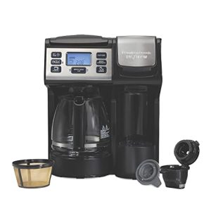 Hamilton Beach 49915 FlexBrew Trio 2-Way Coffee Maker, Compatible with K-Cup Pods or Grounds, Single Serve & Full 12c Pot, Black with Stainless Steel Accents, Fast Brewing