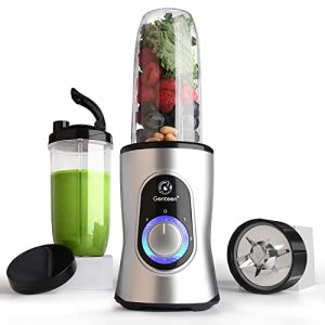 Genteen Personal Smoothie Bullet Blender,650W| 8 Pcs Smoothie Blender with 3 Speeds,24+17oz Travel Bottles BPA Free Single Serve Blender for Protein Shakes (Silver)