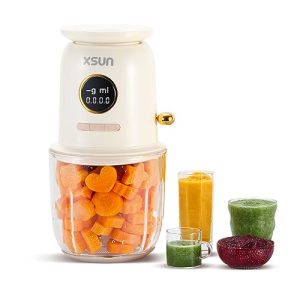 Xsun Baby Food Maker,Portable Baby Food Processor Set for Baby Food, Fruits, Meat, Vegetable Baby Food Puree Blender with Food Containers, Baby Plates, Silicone Spoon,600ml Glass Bowl,Baby Essentials Gift Set