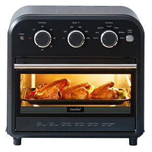 COMFEE’ Retro Air Fryer Toaster Oven, 7-in-1, 1250W, 14QT Capacity, 4 Slice, Air Fry, Bake, Broil, Toast, Warm, Convection Broil, Convection Bake, Black, Perfect for Countertop (CO-A101A(BK))