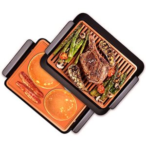 Gotham Steel Smokeless Indoor Grill, Nonstick Indoor Smokeless Grill with Ceramic Coating & Adjustable Heating, Indoor Grill Electric Smokeless with Removable Grill/Griddle Plate, 100% Toxin Free