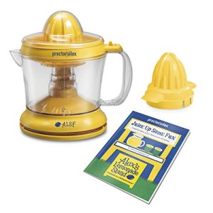 Proctor Silex Alex’s Lemonade Stand Electric Citrus Juicer Machine and Squeezer, for Lemons, Limes and Oranges, 34 oz, Yellow (66331)