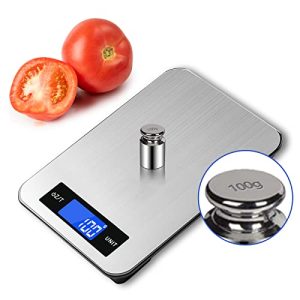 Food Scale Kitchen Scale Digital Weight Gram and Ounces/oz, YONCON Accurate Gram Scale 22Ib for Weight Loss, Baking, Cooking, Upgrade Stainless Steel Large Countertop, Hidden Hooks for Easy Storage