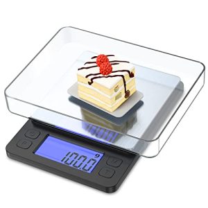 Digital Food Scale, Kitchen Scale for Food Ounces and Grams High Accuracy Mini Gram Scale for Cooking, Baking, Jewelry, Tare Function, 2 Trays, LCD Display