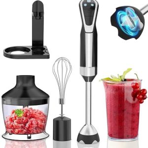 LINKChef Hand Blender, 4 in 1 800W Scratch Resistant Electric Immersion Blender Set, LED Touch Display with Storage Holder, Stick Mixer Blender with Stainless Steel Blades for Home Kitchen Soup, Smoothie, Puree, Baby Food, Sauces and Puree