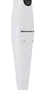 Elite Gourmet EHB-2425X Electric Immersion Hand Blender, Mixer, Chopper, 1-Touch Control Multi Purpose Electric Immersion Stick, Mixer, Chopper, 150 Watts, For Soups, Sauces, Baby Food, White