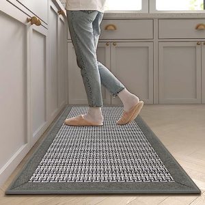 Cognitixx Kitchen Rugs, Non Skid Washable Kitchen Floor Rugs Absorbent Kitchen Mats with Rubber Backing, Durable Woven Floor Mats for Kitchen, Home, Farmhouse, Front of Sink (20″ x 32″, Gray)