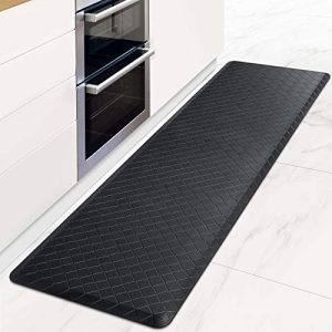 HappyTrends Kitchen Mat Cushioned Anti-Fatigue Floor Mat,17.3″x60″,Thick Waterproof Non-Slip Heavy Duty Ergonomic Comfort Rug for Kitchen,Floor,Office,Sink,Laundry,Black