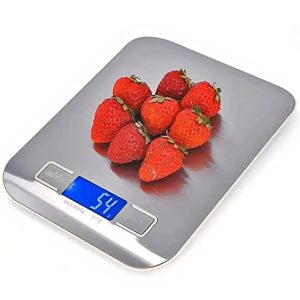 Food Kitchen Scale, Digital Grams and Ounces for Weight Loss, Baking, Cooking, Keto and Meal Prep, LCD Display, Medium, 304 Stainless Steel, Slim Accurate Scale 22LB 10KG, Ounces and Grams