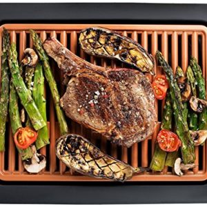 Gotham Steel Smokeless Indoor Grill, Nonstick Indoor Smokeless Grill with Ceramic Coating & Adjustable Heating, Indoor Grill Electric Smokeless with Dishwasher Safe Removable Grill Plate, Toxin Free