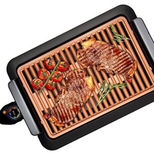 Gotham Steel Indoor Smokeless Grill Electric Grill Ultra Nonstick Electric Grill Dishwasher Safe Surface, Temp Control, Metal Utensil Safe, Barbeque Indoors with No Smoke!