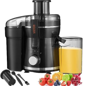 VEVOR Juicer Machine, 350W Motor Centrifugal Juice Extractor, Easy Clean Centrifugal Juicers, Big Mouth Large 2.5″ Feed Chute for Fruits and Vegetables, 2 Speeds Juice Maker, Stainless Steel, BPA Free
