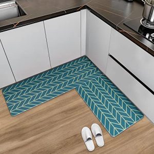 UNIWELL Kitchen Mats, Anti Fatigue Kitchen Rugs Set of 2, Waterproof and Anti-Slip Floor Mats for Kitchen, Office, Laundry, Yoga Room, 17″x47″+17″x30″