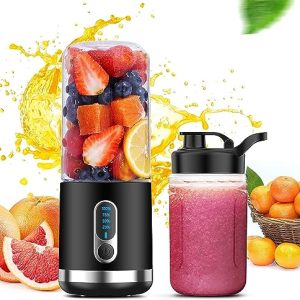 BESNOOW Portable Blender, Personal Blender for Shakes and Smoothies, 4000mAh USB Rechargeable, BPA Free 15.2 Oz 450ML Juicer Cup with 6 Blades and Lid, Portable Juicer for Kitchen/Travel/Gym(Black)