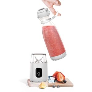 Portable Blender, Personal Blender for Shakes and Smoothies, 300W Powerful Smoothie Blender, 3X More Power than Mini Travel Blender | OUSMIN Blender BravoS(4th Gen-Gift Set, Pear White)