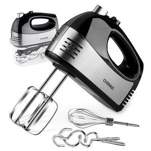 Hand Mixer Electric, Cusinaid 5-Speed Hand Mixer with Turbo Handheld Kitchen Mixer Includes Beaters, Dough Hooks and Storage Case (Black)