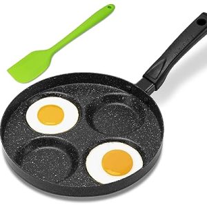 MyLifeUNIT Aluminum 4-Cup Egg Frying Pan, Non Stick Egg Cooker Pan