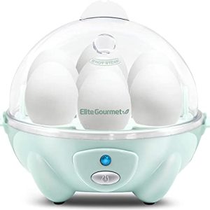 Elite Gourmet EGC007M Rapid Egg Cooker, 7 Easy-To-Peel, Hard, Medium, Soft Boiled Eggs, Poacher, Omelet Maker, Auto Shut-Off, Alarm, 16-Recipe Booklet, Mint