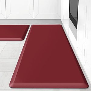 HappyTrends Kitchen Mat [2PCS] Cushioned Comfort Anti-Fatigue Floor Mat, Waterproof Non-Slip Kitchen Rugs, Thick Perfect Ergonomic Foam Standing mat for Kitchen, Home, Office, Laundry,Red