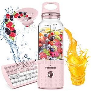 PopBabies Smoothie Blender, Portable Blender and single-serve Personal Blender, Blender to go Updated Version Princess Pink