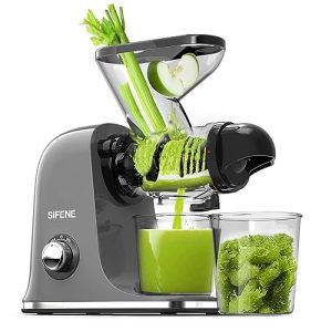 SiFENE Cold Press Juicer Machine, Dual Feed Chute Slow Masticating Juicer, Vegetable and Fruit Juice Maker Squeezer Machines, Recipes Included