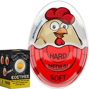 Kitchen Egg Timer That Changes Colors When Done, Perfect Hard Boiled Egg Boiler Timers for Boiling Eggs by RevolMax (1 Pack, Red)