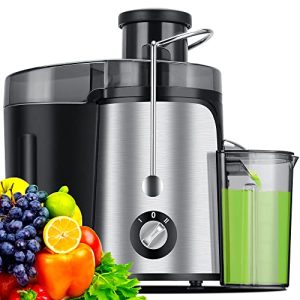 Juicer, 600W Juicer Machine with 3 Inch Wide Mouth for Whole Fruit and Vegetables Centrifugal Juicer Easy to Clean, Dishwasher Safe BPA-Free, Non-Drip Function Cleaning Brush Included