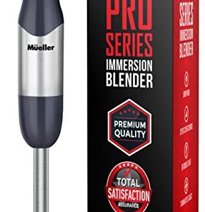 Mueller Pro Series Hand Blender, 500W Immersion Blender, Heavy-Duty Titanium Steel Blades, Stepless Speed Control, Detachable Shaft, Ergonomic Handle, Gray