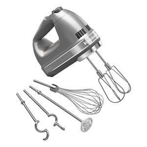 KitchenAid 9-Speed Digital Hand Mixer with Turbo Beater II Accessories and Pro Whisk – Contour Silver