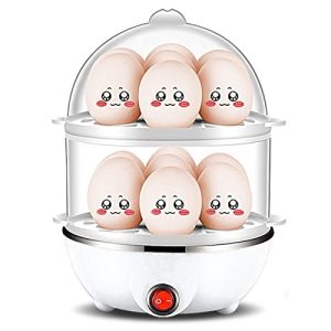 Electric Egg Boiler – Egg Cooker – 350W 2 Layers 14Pcs Eggs A Time Auto Power Off Safe Durable PP Egg Boiler With Measuring Cup for Home(White)