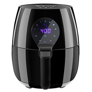 Elite Gourmet EAF5317D Digital 5.3Qt Hot Air Fryer 7 Menu Functions 1350W Oil-Less Healthy Cooker, Timer & Temperature Controls, Black