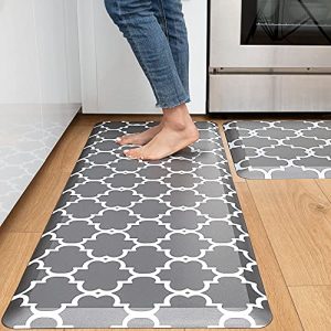 KOKHUB Kitchen Mat and Rugs 2 PCS, Cushioned 1/2 Inch Thick Anti Fatigue Waterproof Comfort Standing Desk/ Kitchen Floor Mat with Non-Skid & Washable for Home, Office, Sink – Grey