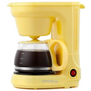 Holstein Housewares – 5 Cup Drip Coffee Maker – Convenient and User Friendly with Permanent Filter, Borosilicate Glass Carafe, Water Level Indicator, Auto Pause/Serve and Keep Warm Functions,Yellow