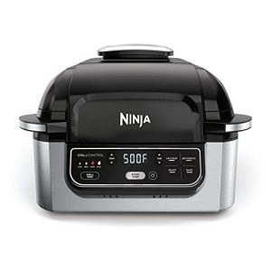 Ninja AG301 Foodi 5-in-1 Indoor Electric Grill with Air Fry, Roast, Bake & Dehydrate – Programmable, Black/Silver