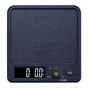 Taylor Digital Kitchen Scale with Antimicrobial Surface Plastic Body Weighs Up to 11 pounds Capacity with Hold and Tare Functions and Backlight