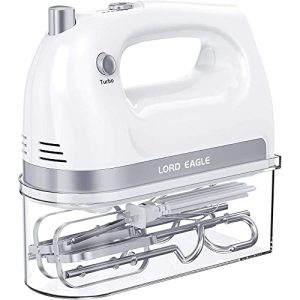 Lord Eagle Hand Mixer Electric, 400W Power handheld Mixer for Baking Cake Egg Cream Food Beater, Turbo Boost/Self-Control Speed + 5 Speed + Eject Button + 5 Stainless Steel Accessories