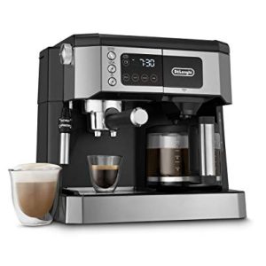 De’Longhi All-in-One Combination Coffee Maker & Espresso Machine + Advanced Adjustable Milk Frother for Cappuccino & Latte + Glass Coffee Pot 10-Cup, COM532M black