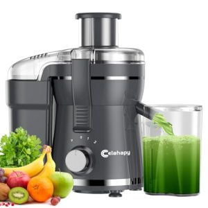 Juicer Machine, 500W Juicer with 3 Speed & Wide Mouth 3” Feed Chute for Vegetable and Fruit, High Yield Centrifugal Juice Extractor Included 950ML Pulp Container & Cleaning Brush for Easy to Clean