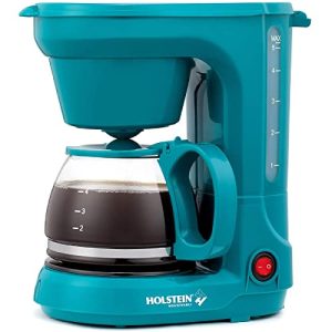 Holstein Housewares – 5 Cup Drip Coffee Maker – Convenient and User Friendly with Permanent Filter, Borosilicate Glass Carafe, Water Level Indicator, Auto Pause/Serve and Keep Warm Functions, Teal