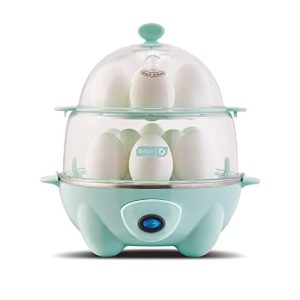 DASH Deluxe Rapid Egg Cooker for Hard Boiled, Poached, Scrambled Eggs, Omelets, Steamed Vegetables, Dumplings & More, 12 capacity, with Auto Shut Off Feature – Aqua