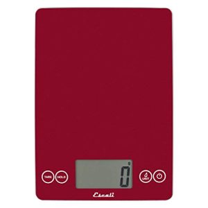 Escali Arti Glass Food Scale Digital Countertop Kitchen, Baking and Cooking Scale with Nutrition and Calorie Counter, 15-Pound Capacity, 9″ x 6.5″ x .75″, Rio Red