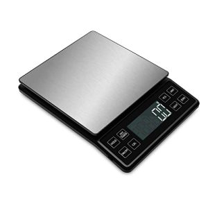 Food Kitchen Scale NEXT-SHINE Rechargeable Digital Scale with LCD Backlit Display and Protective Tray, 5kg x 0.1 for Baking Cooking Meal Prep Postal Parcel, Large Stainless Steel Weighing Platform