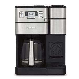 Cuisinart SS-GB1 Coffee Center Grind and Brew Plus, Built-in Coffee Grinder, Coffeemaker and Single-Serve Brewer with 6oz, 8oz and 10oz Serving Size, Black/Silver, 12-Cup Glass