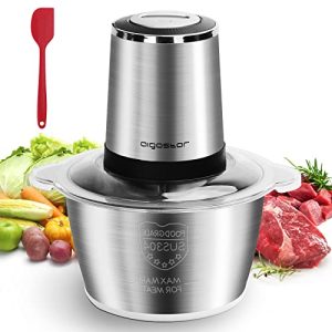 Aigostar 8-Cup Food Processor Meat Machine, Electric Food Chopper Grinder with 1.8L Stainless Steel Bowl for Garlic, Meat, Vegetables, Fruits Nuts, Onion Chopper for Dicing, Mincing and Puree, 300W