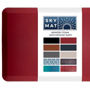 Sky Solutions Anti Fatigue Floor Mat – 3/4″ Thick Cushioned Kitchen Rug, Standing Desk Mat – Comfort at Home, Office, Garage – Non Slip, Durable and Stain Resistant (24″ x 70″, Burgundy)