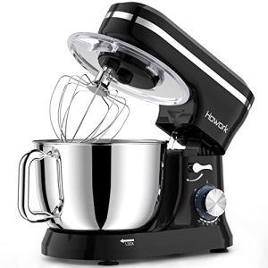 Howork Electric Stand Mixer,10+p Speeds With 6.5QT Stainless Steel Bowl,Dough Hook, Wire Whip & Beater,for Most Home Cooks,Black