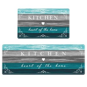 Sofort Kitchen Mat Farmhouse Cushioned Anti Fatigue Kitchen Rugs 2 Pieces Non Slip Waterproof Kitchen Mats for Floor, Rustic Wooden Comfort Standing Mats for Kitchen, Office, Sink, Laundry